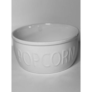 CRATE & BARREL Large White Ceramic Popcorn Bucket Bowl- 10 in